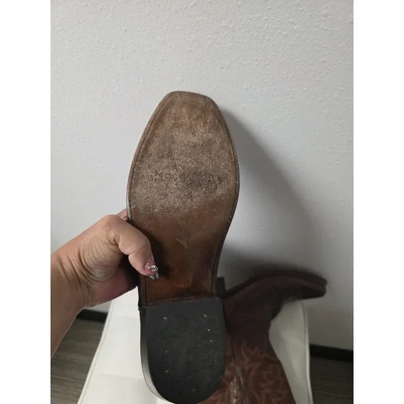 Moonshine Spirit Men's 10D Brown Leather Western Cowboy Boots Square Toe - Picture 10 of 12